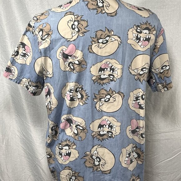 Looney Tunes Taz Button Up Shirt Mens XL All Over Print Warner Bros - Picture 3 of 15